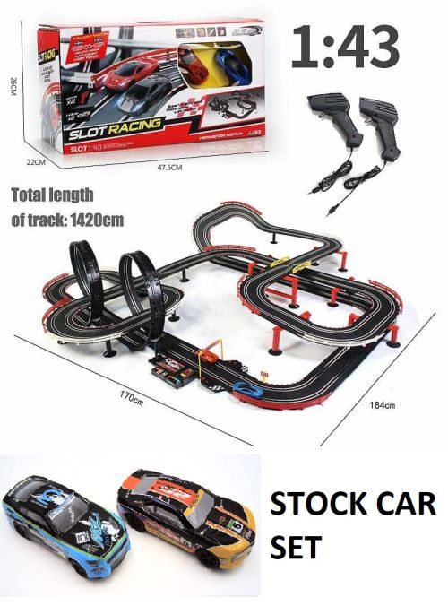 JJTOYS Nascar Style Stock Car Racing 1:43 Scale Hugh Slot Car Track For One Or Two - 