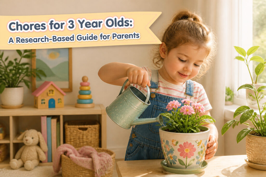 A bright kitchen with children helping with various chores.