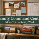 A family command center with a calendar, mail organizer, and various organizational tools.