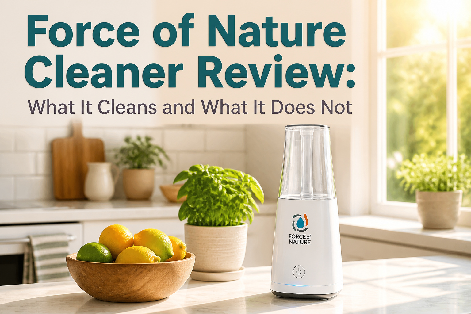 An overview image of Force of Nature Cleaner and its components.