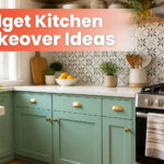 A modern kitchen with various budget makeover elements.