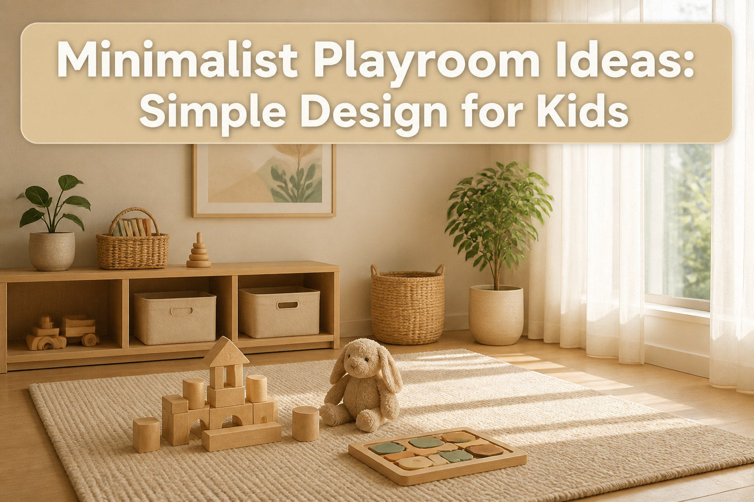 A minimalist playroom featuring colorful toys and a cozy atmosphere.