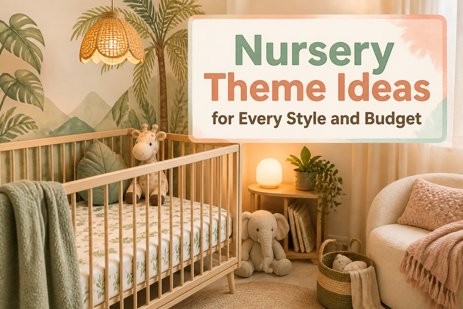 A collection of nursery theme ideas with colorful decor and soft lighting.