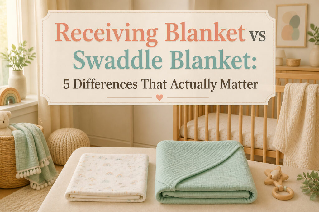 Comparison of a receiving blanket and a swaddle blanket.