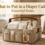 Diaper caddy showcasing various baby care essentials neatly arranged.